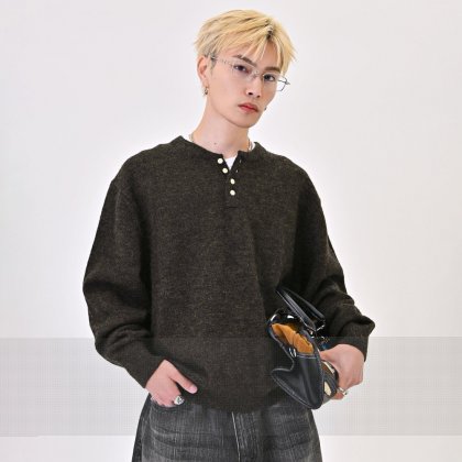 【10日以内お届け】ウールブレンドヘンリーネックニット L2143