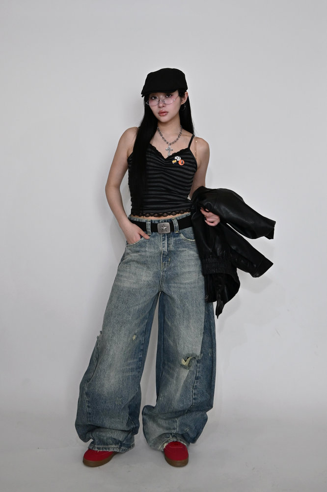 【10日以内お届け】カジュアルダメージバルーンデニム L2079