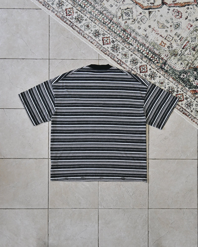 【10日以内お届け】ウォッシュドダメージボーダーT L2107