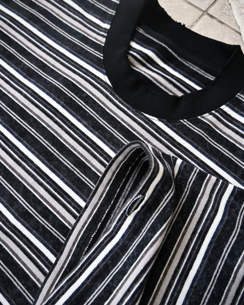 【10日以内お届け】ウォッシュドダメージボーダーT L2107