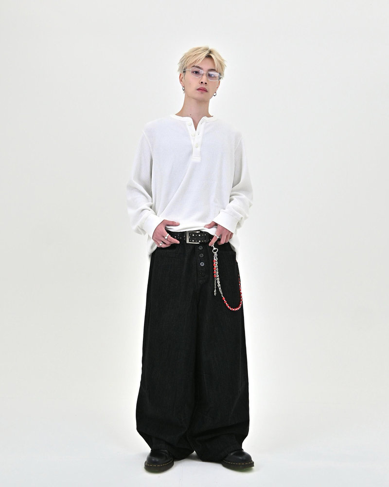 【10日以内お届け】 オールブラックボタンフライデニム L2113