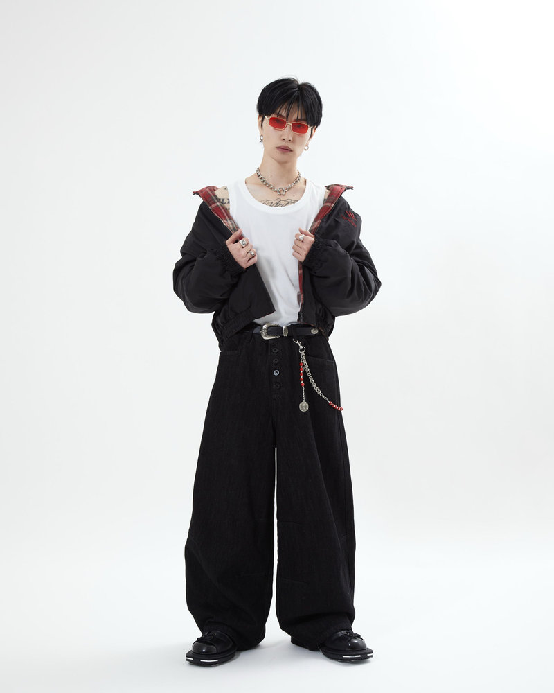 【10日以内お届け】 オールブラックボタンフライデニム L2113