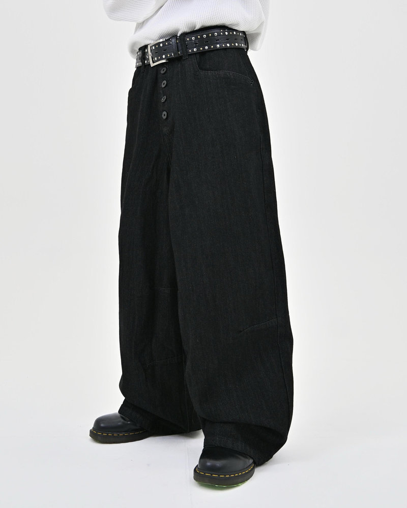 【10日以内お届け】 オールブラックボタンフライデニム L2113