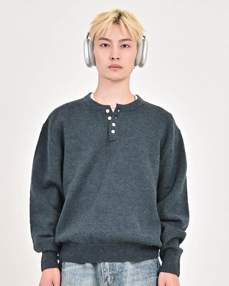 【10日以内お届け】ウールブレンドヘンリーネックニット L2143