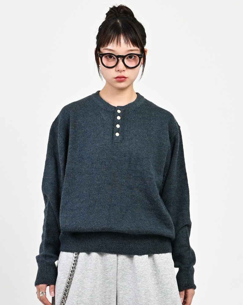 【10日以内お届け】ウールブレンドヘンリーネックニット L2143