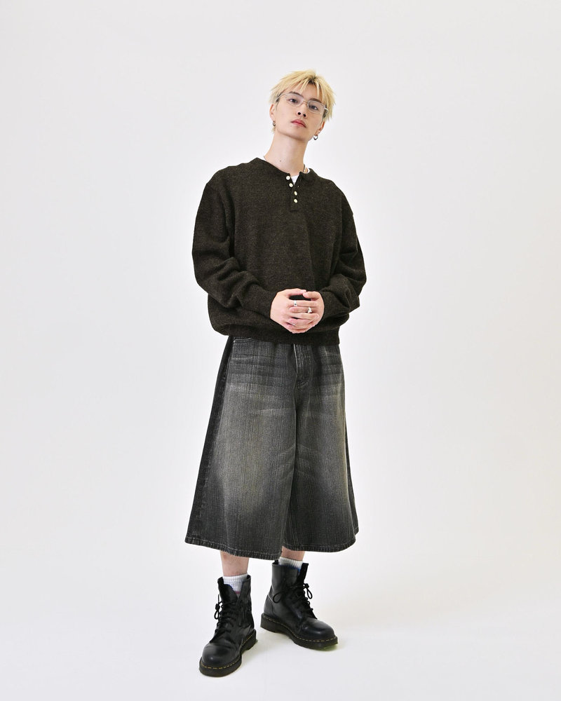 【10日以内お届け】ウールブレンドヘンリーネックニット L2143