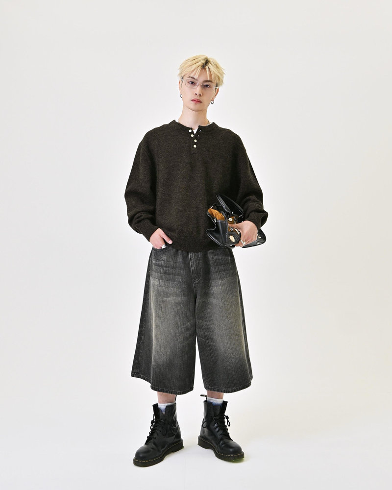 【10日以内お届け】ウールブレンドヘンリーネックニット L2143