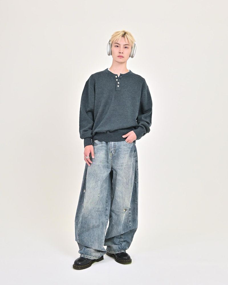 【10日以内お届け】ウールブレンドヘンリーネックニット L2143