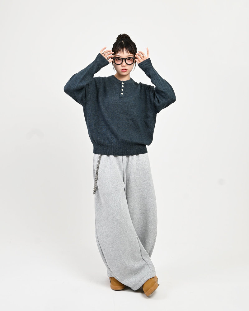 【10日以内お届け】ウールブレンドヘンリーネックニット L2143