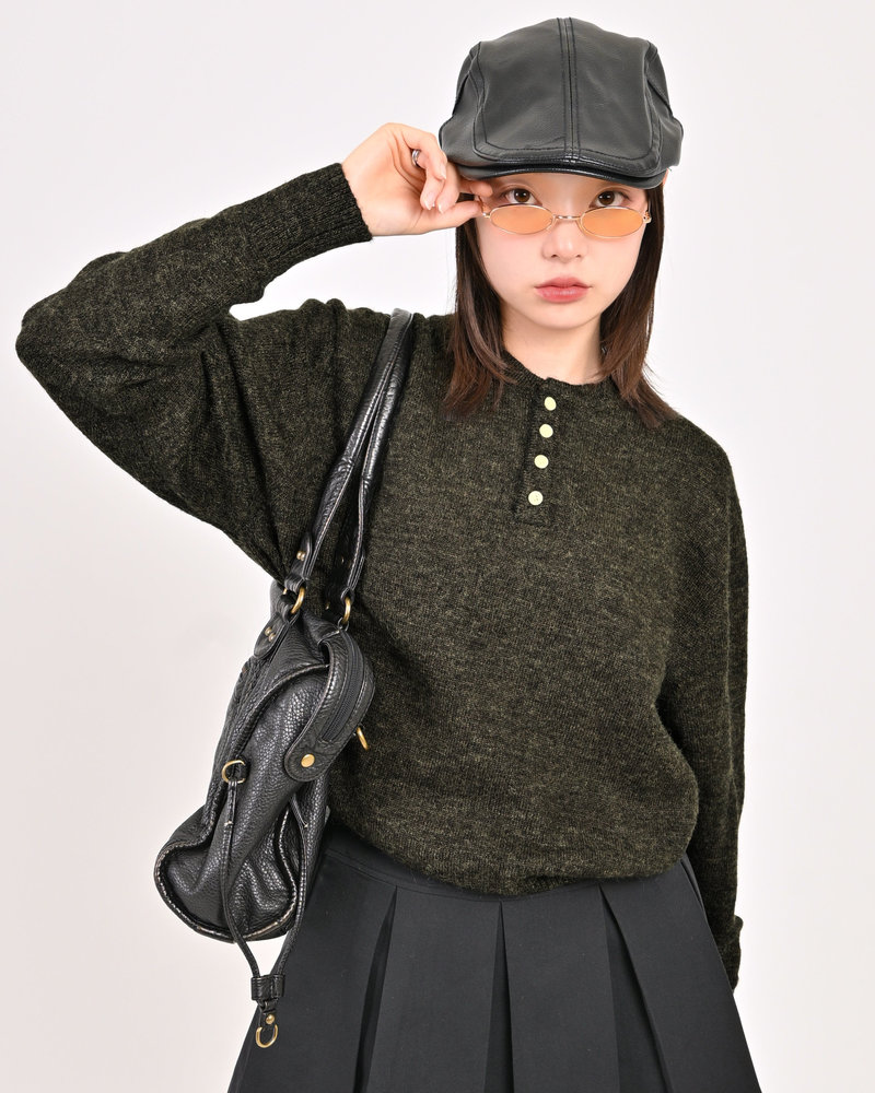 【10日以内お届け】ウールブレンドヘンリーネックニット L2143