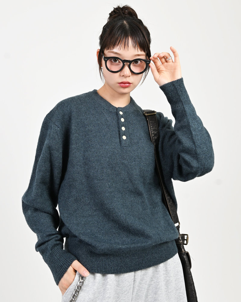 【10日以内お届け】ウールブレンドヘンリーネックニット L2143