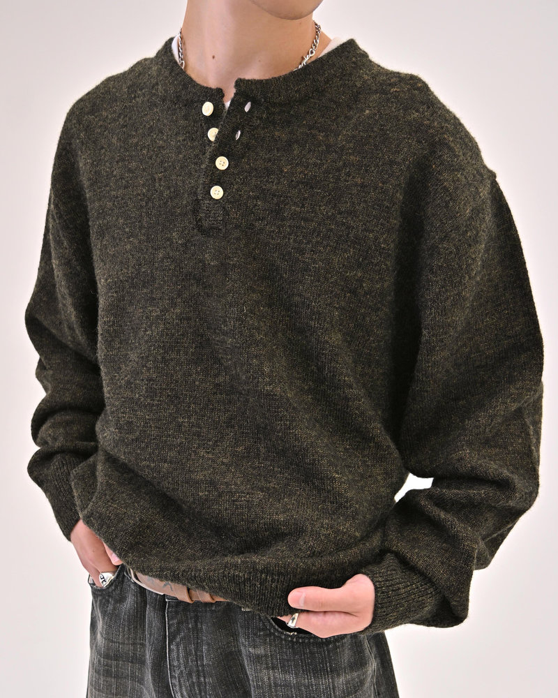 【10日以内お届け】ウールブレンドヘンリーネックニット L2143