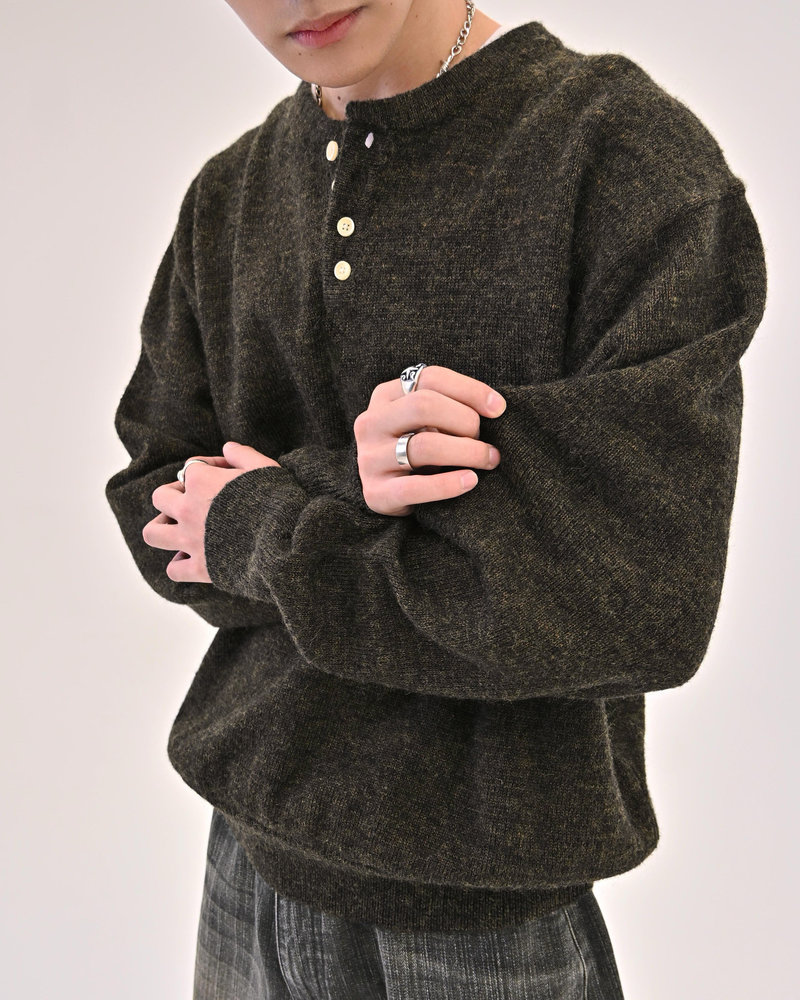 【10日以内お届け】ウールブレンドヘンリーネックニット L2143