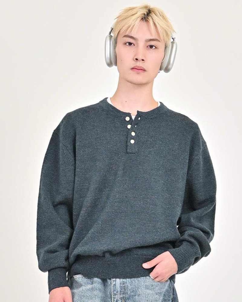 【10日以内お届け】ウールブレンドヘンリーネックニット L2143