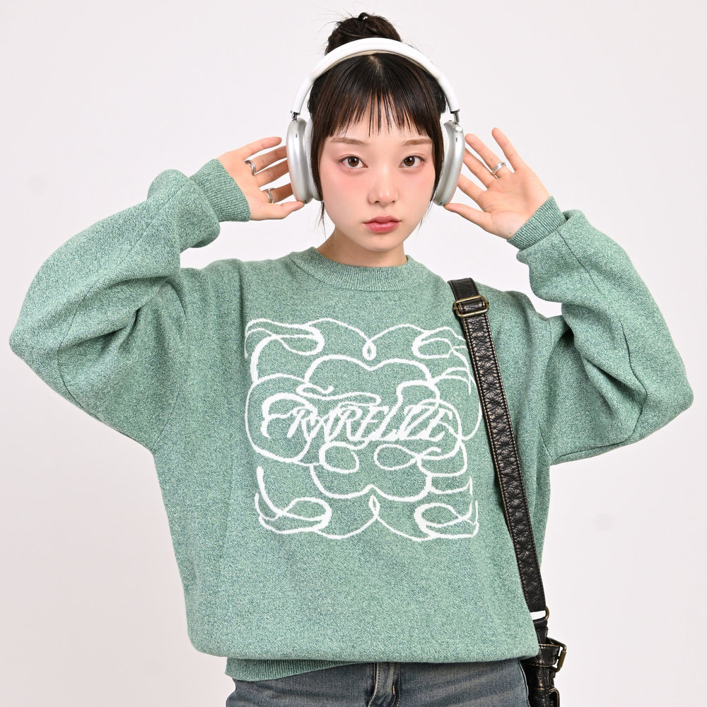 【10日以内お届け】 クルーネックメランジニット L2144