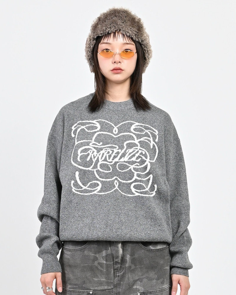 【10日以内お届け】 クルーネックメランジニット L2144