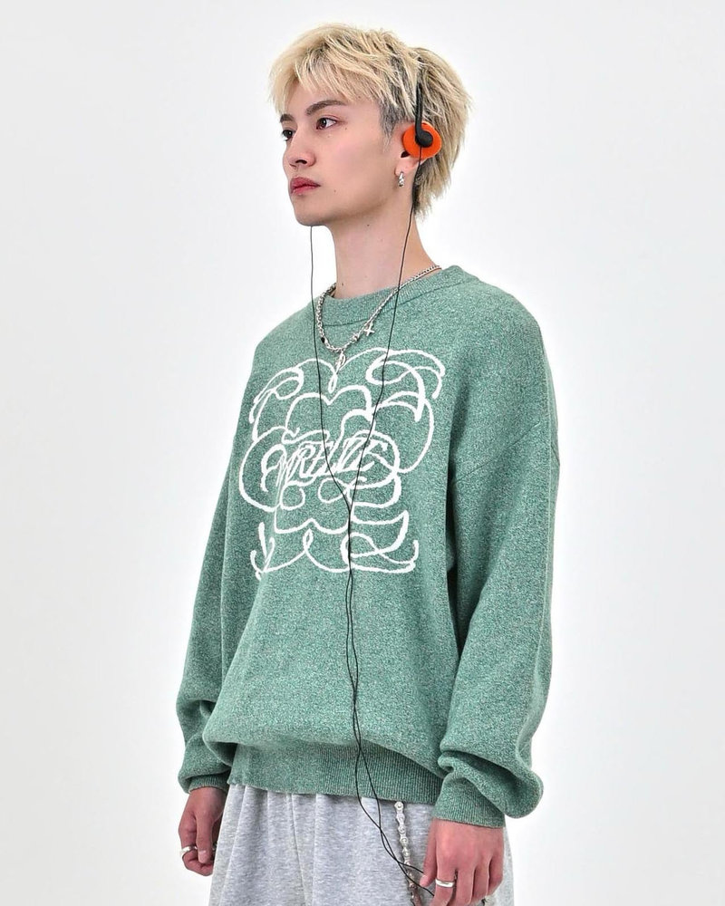 【10日以内お届け】 クルーネックメランジニット L2144