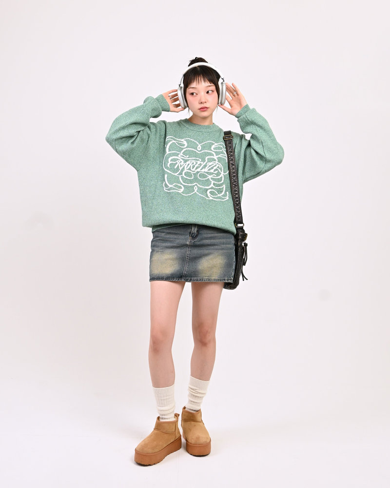 【10日以内お届け】 クルーネックメランジニット L2144