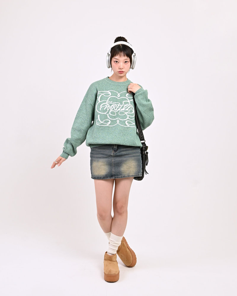 【10日以内お届け】 クルーネックメランジニット L2144