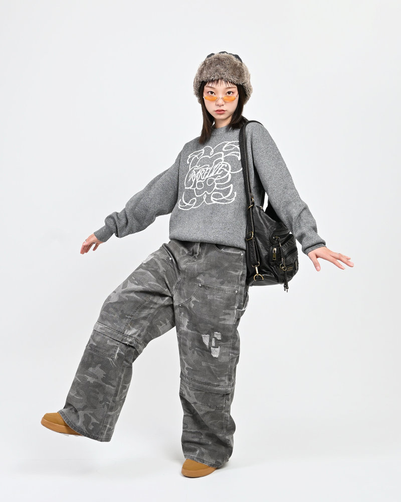 【10日以内お届け】 クルーネックメランジニット L2144