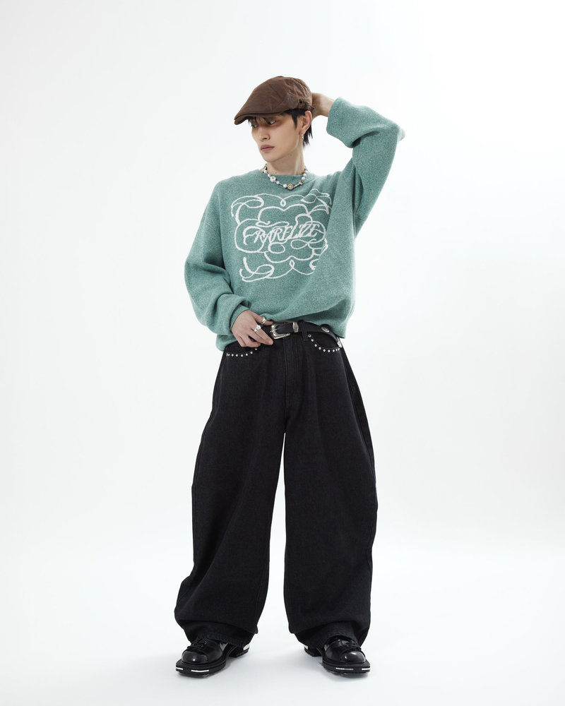 【10日以内お届け】 クルーネックメランジニット L2144