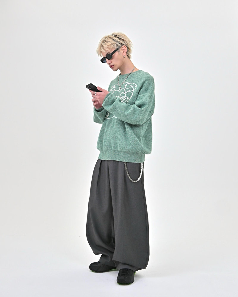 【10日以内お届け】 クルーネックメランジニット L2144