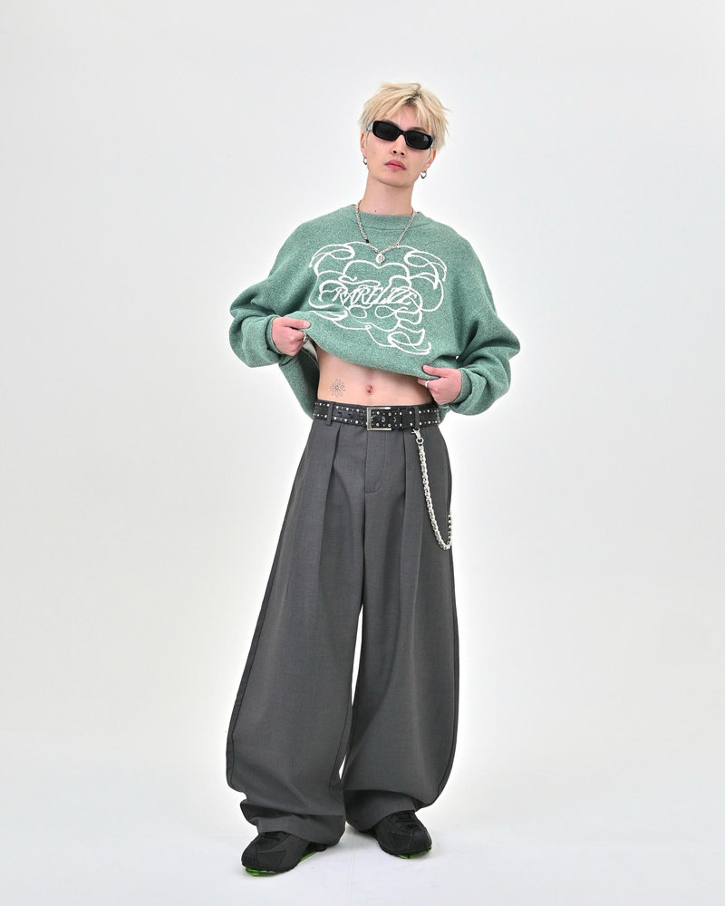 【10日以内お届け】 クルーネックメランジニット L2144