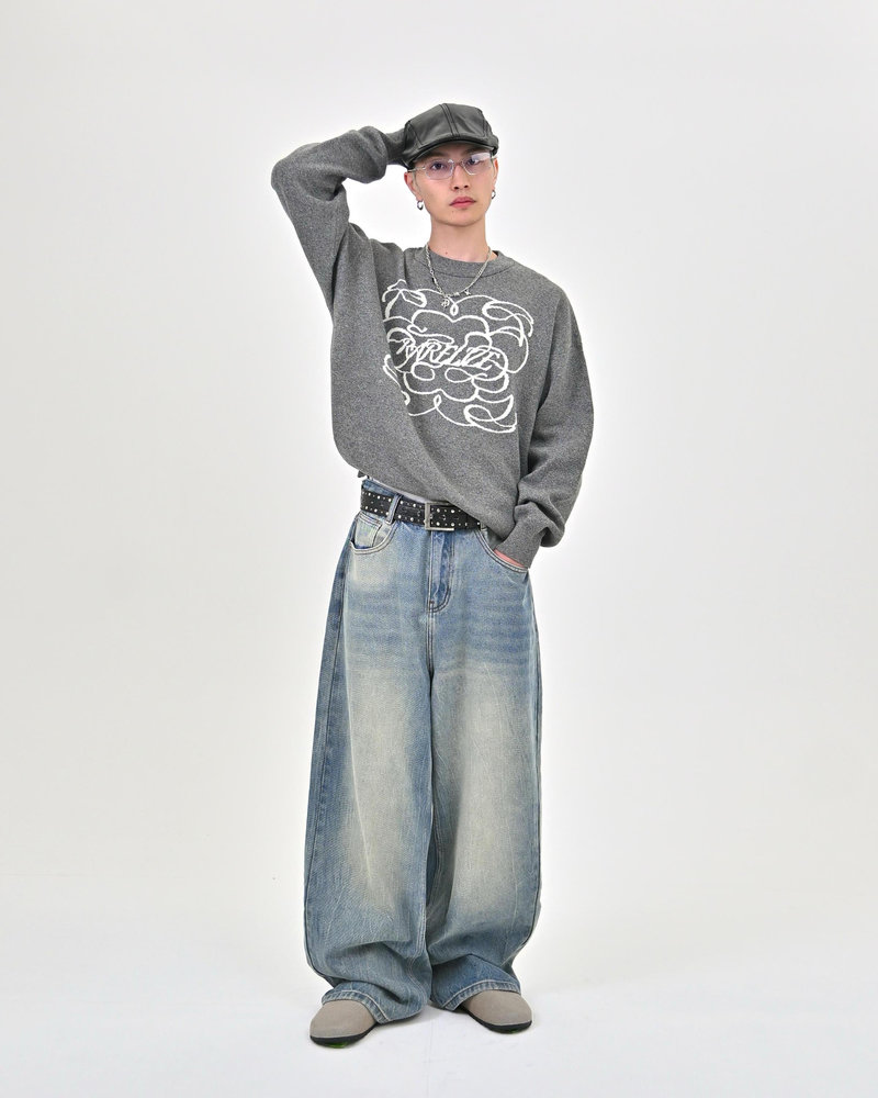 【10日以内お届け】 クルーネックメランジニット L2144