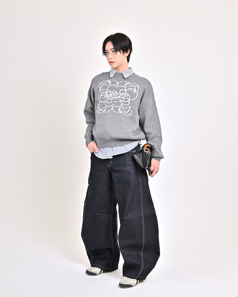 【10日以内お届け】 クルーネックメランジニット L2144