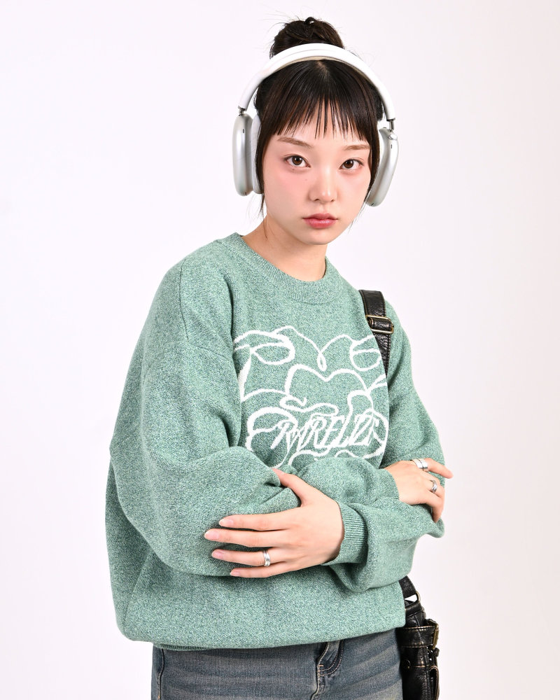 【10日以内お届け】 クルーネックメランジニット L2144