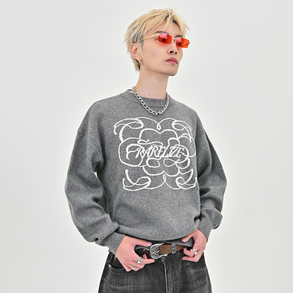 【10日以内お届け】 クルーネックメランジニット L2144