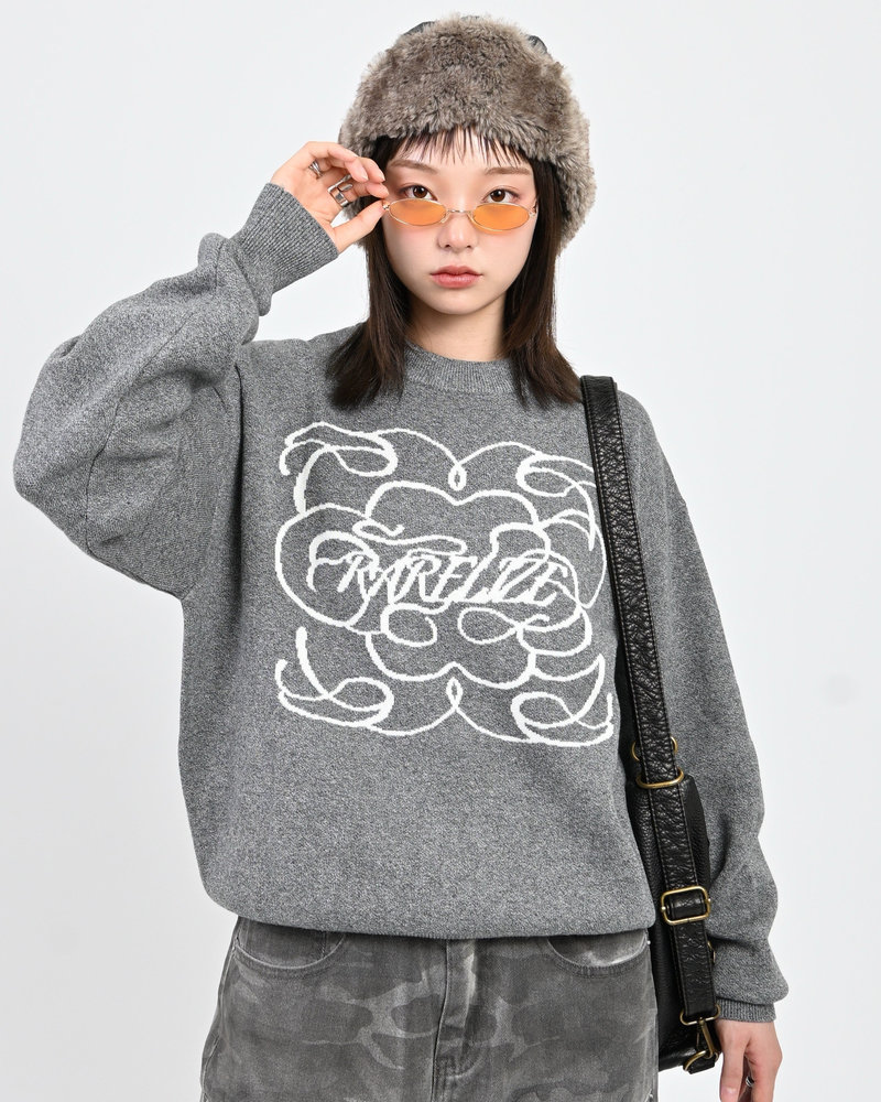 【10日以内お届け】 クルーネックメランジニット L2144