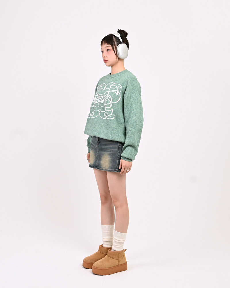 【10日以内お届け】 クルーネックメランジニット L2144