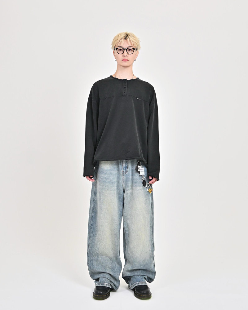 【10日以内お届け】ウォッシュドクラックバギーデニム L2085