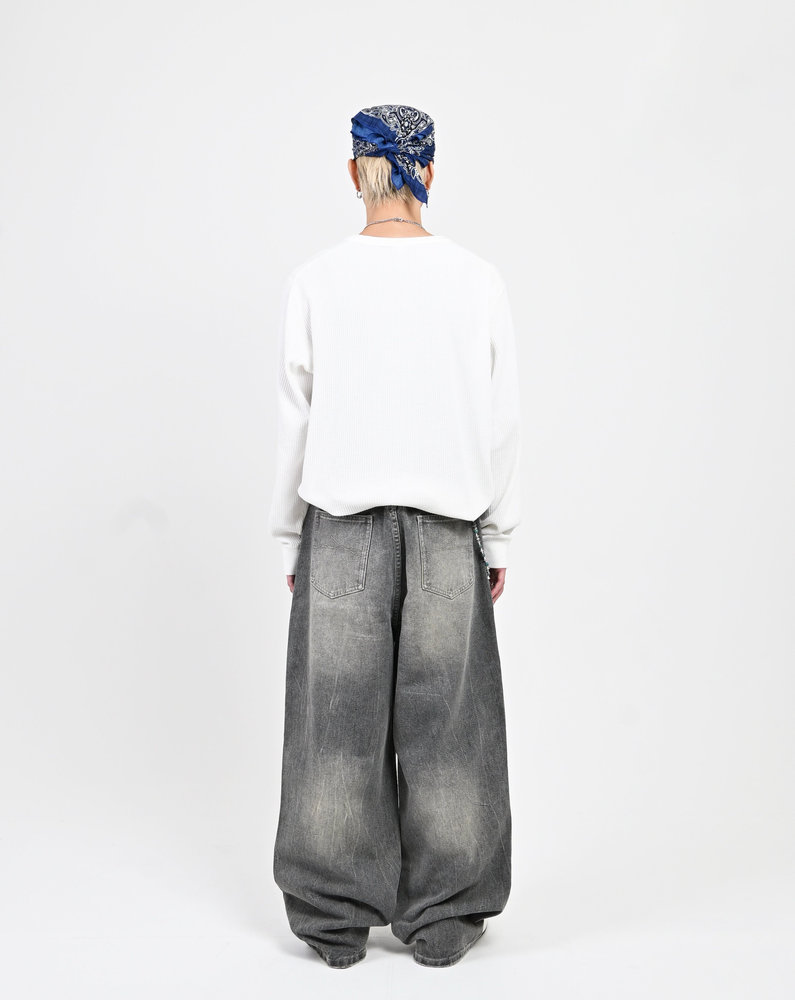 【10日以内お届け】ウォッシュドクラックバギーデニム L2085