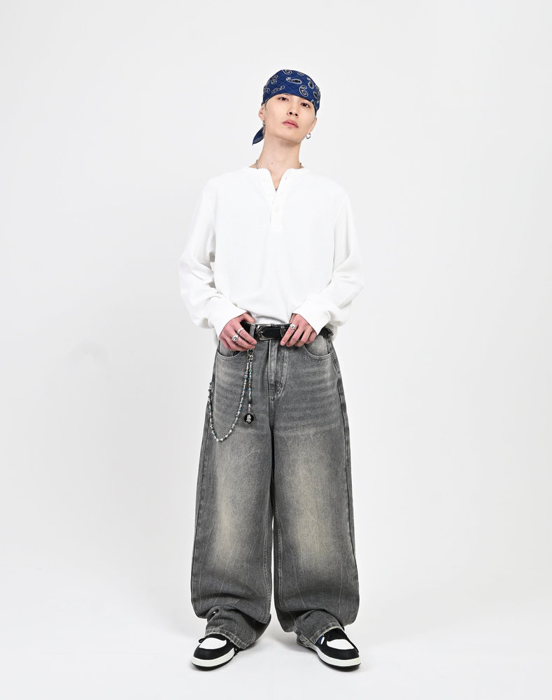 【10日以内お届け】ウォッシュドクラックバギーデニム L2085