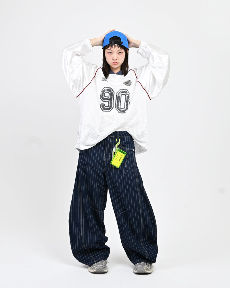 【10日以内お届け】ストライプバルーンデニム L2091