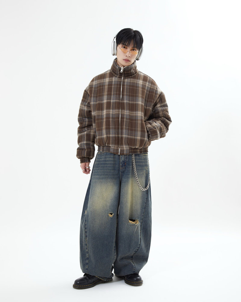 【10日以内お届け】リバーシブルチェックアウター L2142