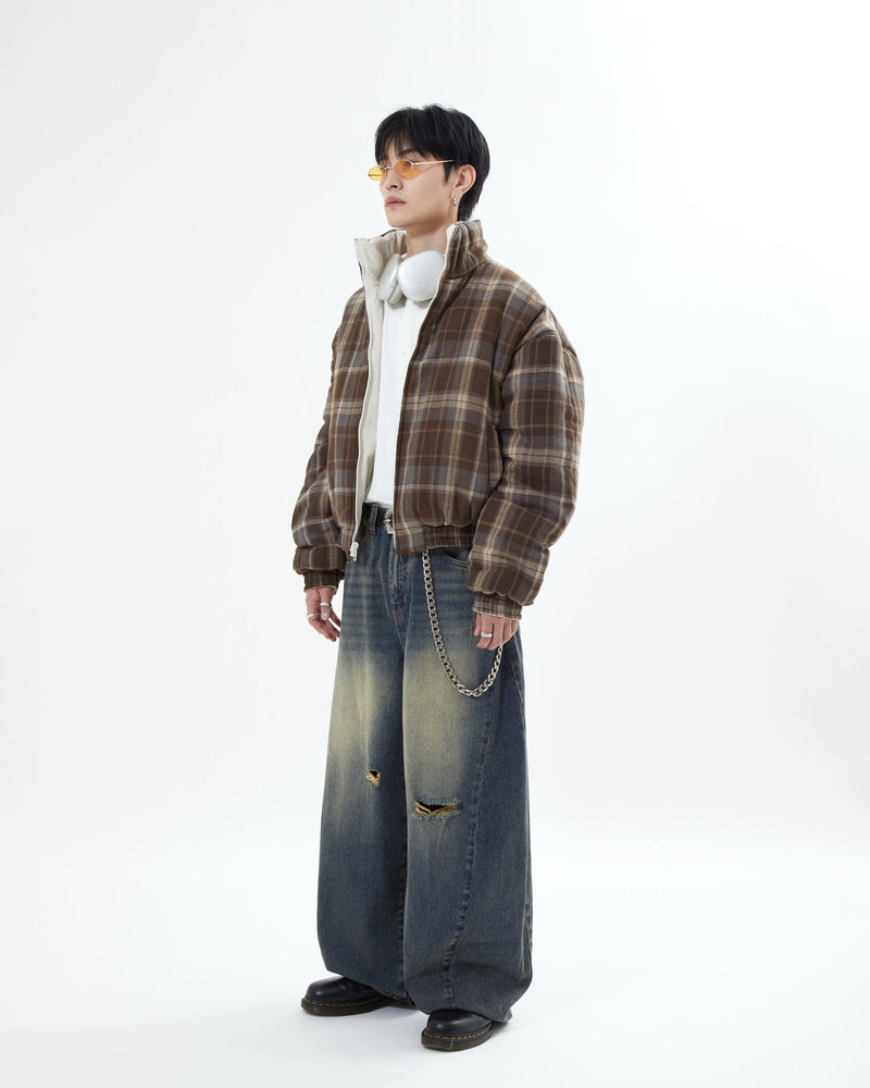 【10日以内お届け】リバーシブルチェックアウター L2142