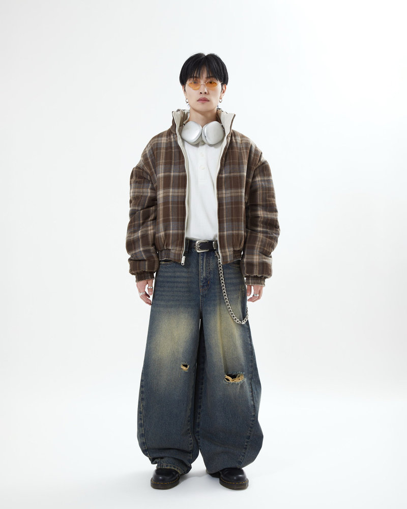 【10日以内お届け】リバーシブルチェックアウター L2142