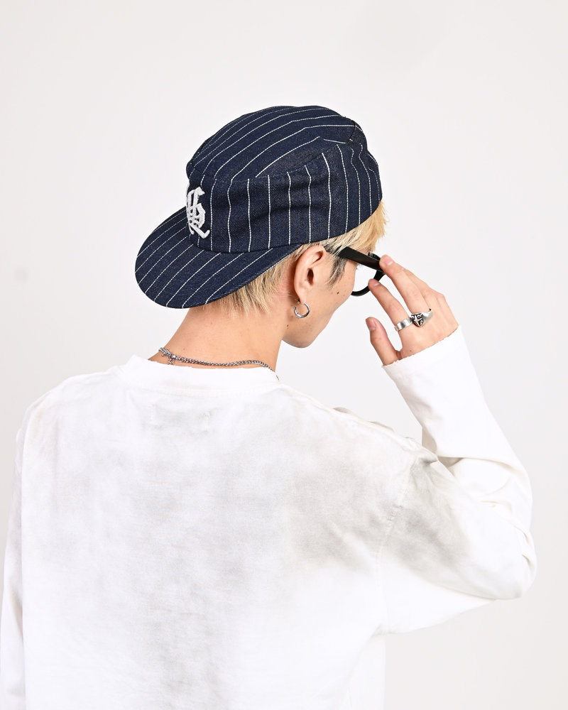 【10日以内お届け】ストライプフラットトップキャップ L2160