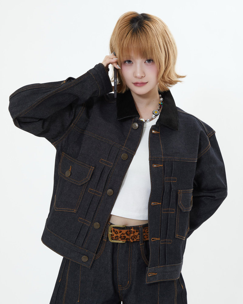 【10日以内お届け】コーデュロイカラーリジットデニムジャケット L2155